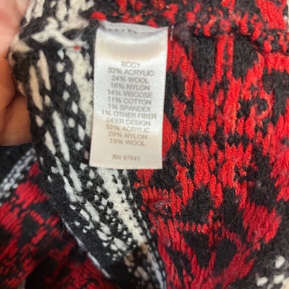 J.Jill  Deer Valley Holiday Reindeer Wool Full‎ Zip Sweater Women's Size Large - Picture 4 of 6